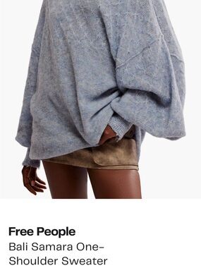 Free People Oversized One-Shoulder Sweater in Heather Blue